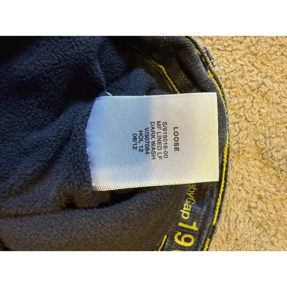 Baby Gap 1969 Fleece Lined Jeans 12-18M Loose Fit Blue Denim Warm Winter Toddler